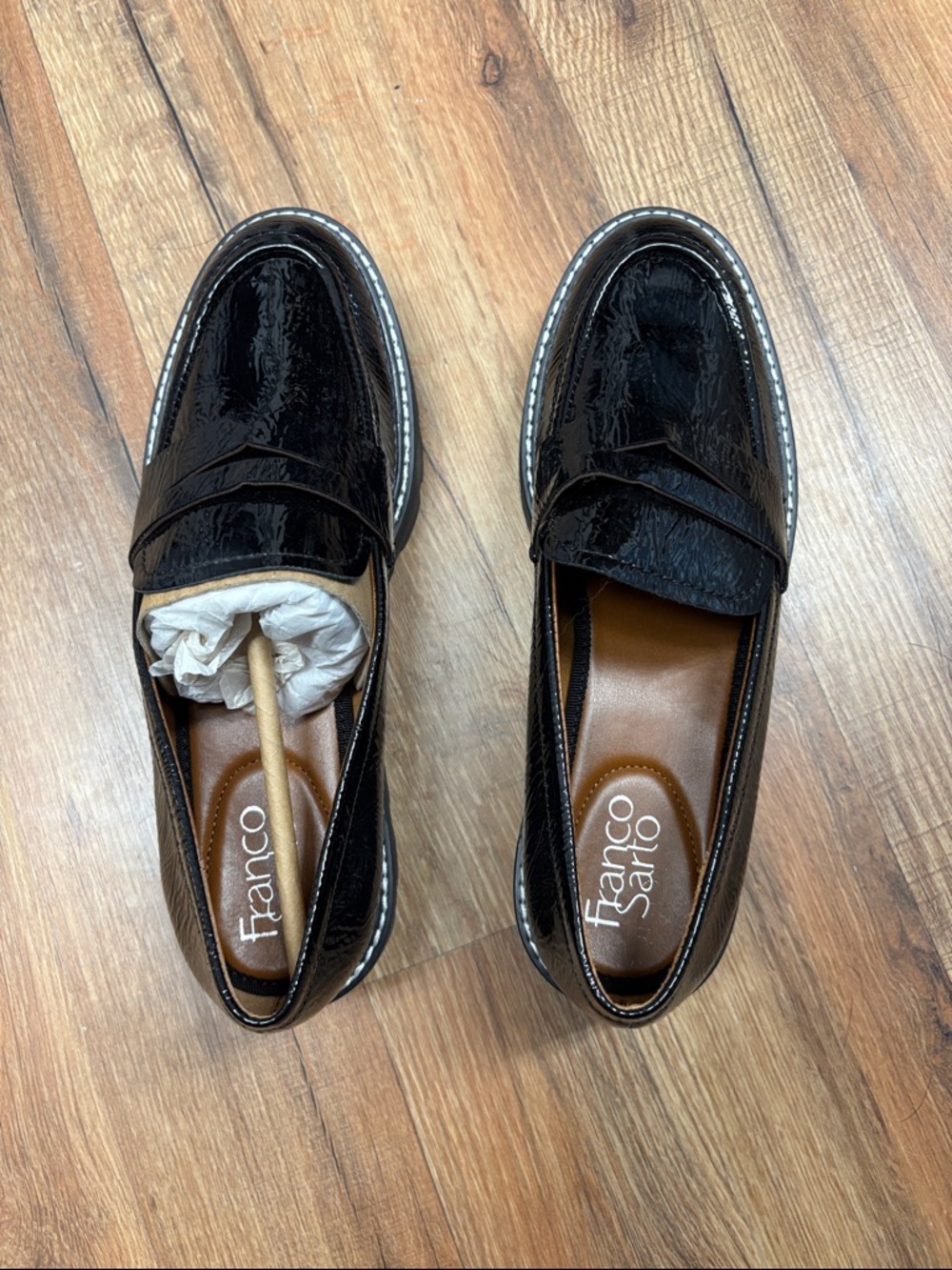Franco Sarto Black Patent Leather Slip-On Loafers
